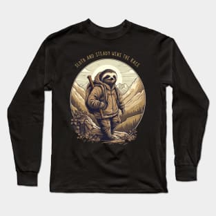 Sloth and Steady Wins the Race Hiking Long Sleeve T-Shirt